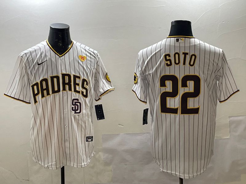 Men San Diego Padres #22 Soto White Stripe Game 2025 Nike MLB Jersey style 10->san diego padres->MLB Jersey